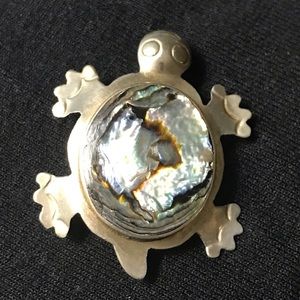 Abalone Sterling Turtle Pin